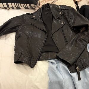 Mackage Glossy Black Leather Jacket